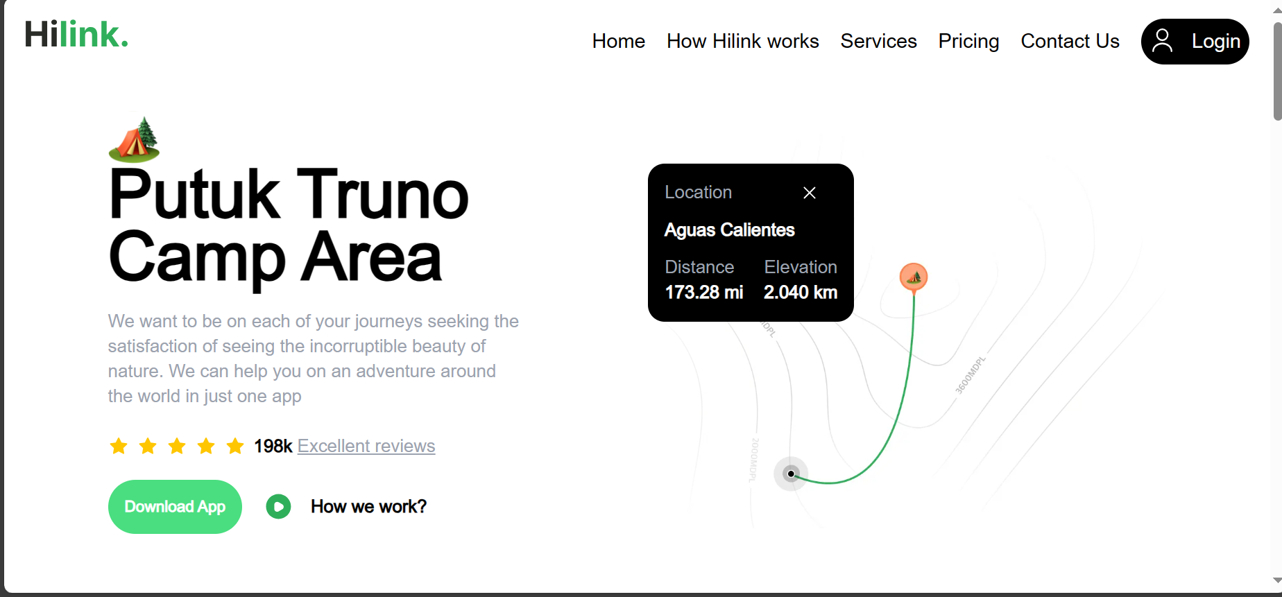 Travel website landing page