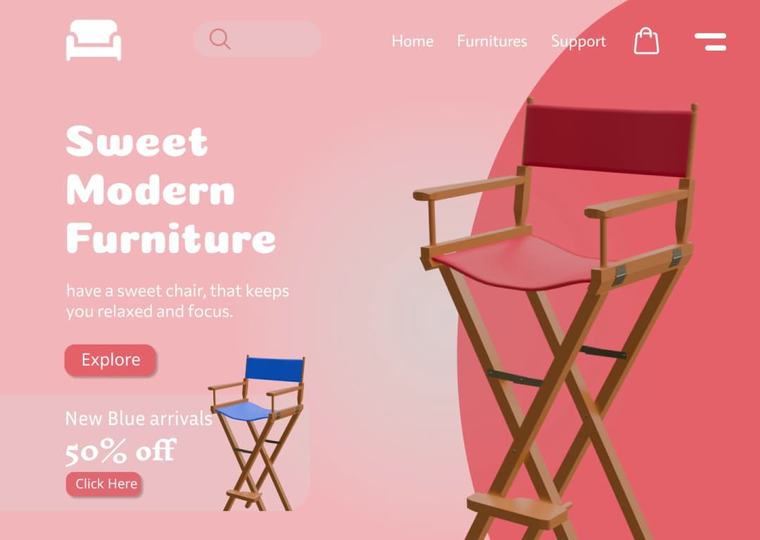 Landing page for a chair company