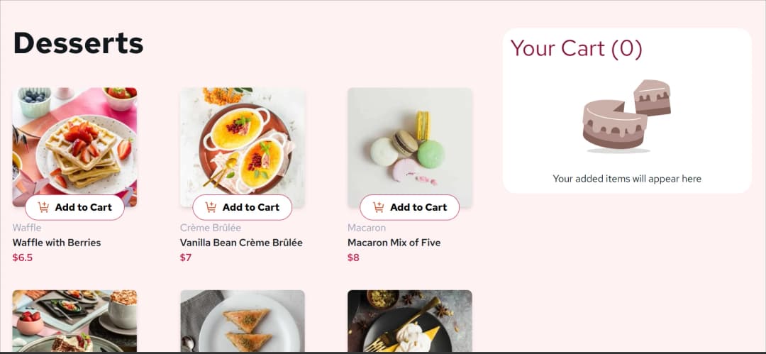 Dessert Website with Full Functional Cart